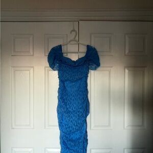 Elegant Blue Lace Dress